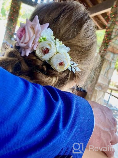 img 1 attached to Kercisbeauty Floral Bridal Boho White Hair Comb Photo Shoot Hair Wreath Crown Spring Wedding Hair Piece Barrette Prom Girl Halloween Festival review by Alexandria Richmond