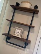 img 1 attached to Industrial Bathroom Shelf W/ Pipe Towel Bar – Farmhouse Towel Rack Made Of Paulownia Wood And Cast Iron, Pipe Rack In Black Matte – Wall Mount Hand Towel Holder For Rustic Décor W/ 2-Tier Shelf review by Dube Jansen