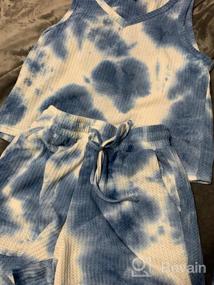 img 6 attached to DEARCASE Women'S Waffle Knit Sleeveless Top And Shorts Tie Dye Nightwear Lounge Pajama Set With Pockets