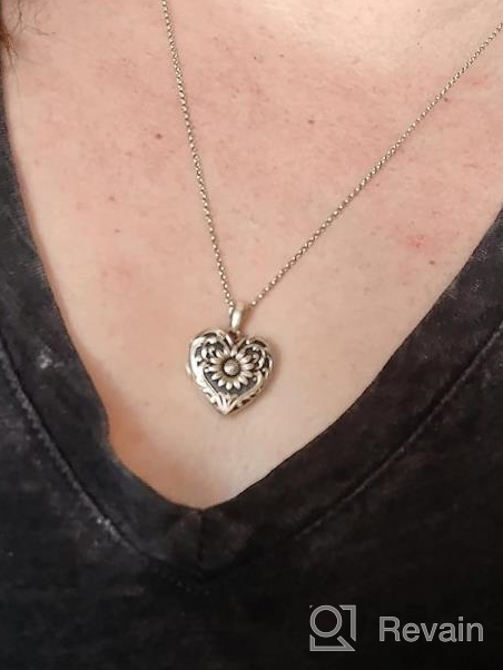 img 1 attached to Keep Your Loved Ones Close With SOULMEET Heart-Shaped Sunflower Locket Necklace - Customizable Sterling Silver/Gold Jewelry With Picture Holder review by Chris Hayes