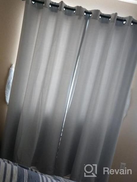 img 1 attached to Thermal Blackout Curtains For Living Room - MIUCO Greyish White Panels With Grommet Design And Tie Backs, Set Of 2 - 52X84 Inches review by Ricky Lahoti