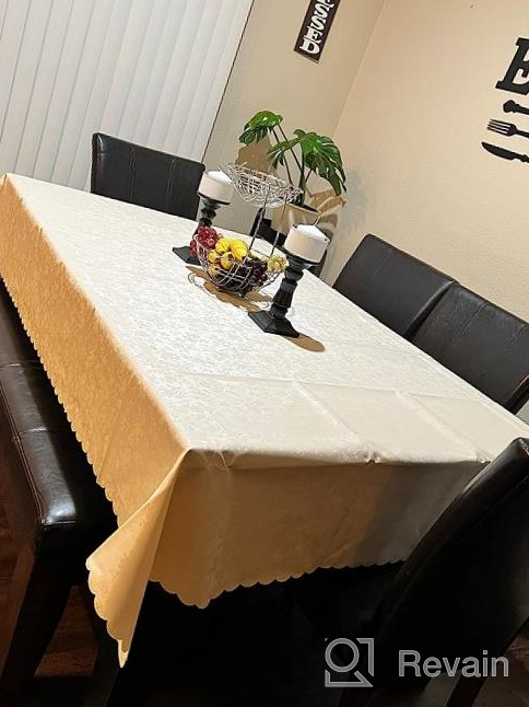 img 1 attached to Smiry Heavy Duty Vinyl Tablecloth - Waterproof & Oil-Proof, Solid Color Wipeable Table Cloth For St. Patrick'S Day, Washable Cover For Indoor/Outdoor Use (60" Round, White) review by Joy Jones