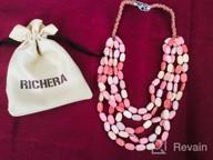 img 1 attached to Handcrafted Oval Marble Glass Beaded Necklace with Knotted Design for Women and Girls - RICHERA Jewelry review by Tracy Anderson