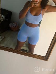 img 6 attached to JNINTH Women'S Seamless Yoga Set: Stylish 2-Piece Workout Outfit With Sport Bra And High Waist Shorts/Leggings