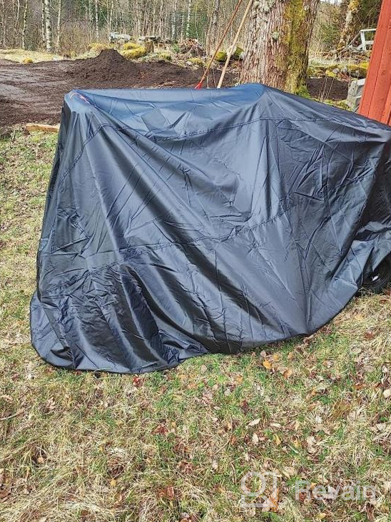 img 1 attached to 🚜 54-Inch Riding Lawn Mower Cover - Heavy Duty Waterproof Polyester Oxford Tractor Cover | UV, Dust, and Water Resistant | Universal Fit with Drawstring & Storage Bag | Black review by Roy Reeves