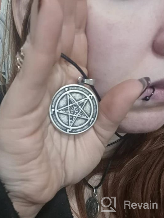 img 1 attached to Satanic Symbol Pendant - PJ Jewelry Lucifer Sigil Necklace, Stainless Steel Seal with Free 20" Chain review by Johnny Price