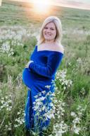 img 1 attached to Fitted Velvet Maternity Gown For Photoshoots: OQC Off Shoulder Long Sleeve Half Circle Maxi Dress review by Brian Messerly