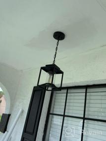 img 8 attached to Современный наружный подвесной светильник с регулируемой цепью - цилиндр с черной отделкой, стеклянный внешний подвесной фонарь для крыльца с 1 лампой, Osimir 2353 / 1H