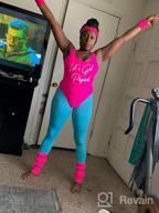 img 1 attached to 💪 Womens 80s Workout Costume with Neon Legging, Leotard, Headband, and Wristbands - Miaiulia 80s Accessories Set review by David Schweigert