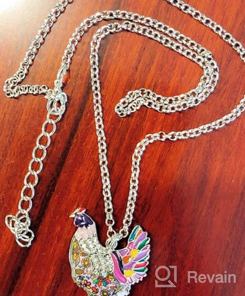 img 1 attached to WEVENI Rhinestone Chicken Necklace - Enamel Alloy Hen Pendant Chain Fashion Jewelry Novelty Gifts for Women, Girls, Ladies review by Ian Krump