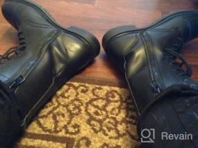 img 5 attached to Черные кожаные армейские прыжковые ботинки с боковой молнией - Высокие шнуровки в военном десантном стиле для мужчин и женщин, легкая модная обувь без шнуровки - BURGAN 802