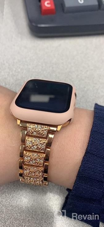 img 1 attached to Sparkling Bling Bracelet For Apple Watch Series 7 SE 6 5 4 3 - NewWays Compatible Band For Women (Carve-Black) review by Trisha Griffin