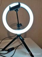 img 1 attached to 📸 10-inch LED Ring Light With Stand and Phone Holder – Desktop Circle Lamp with Tripod Mount for YouTube Video, Live Streaming, Makeup, Photography, Selfie, Shooting – 3 Lighting Modes & 10 Brightness Levels review by Lee Siu ᠌