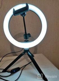 img 6 attached to 📸 10-inch LED Ring Light With Stand and Phone Holder – Desktop Circle Lamp with Tripod Mount for YouTube Video, Live Streaming, Makeup, Photography, Selfie, Shooting – 3 Lighting Modes & 10 Brightness Levels