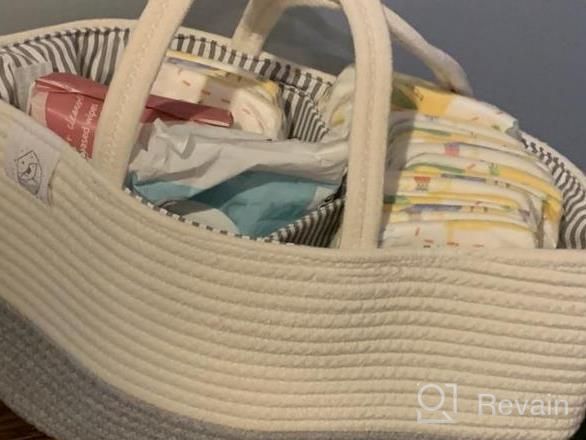 img 1 attached to Organic Rainbow Rope Diaper Caddy: Nursery Storage Basket And Organizer For Baby Diapers, Ideal For Rainbow-Themed Decor And Baby Baskets review by Josh Lewis