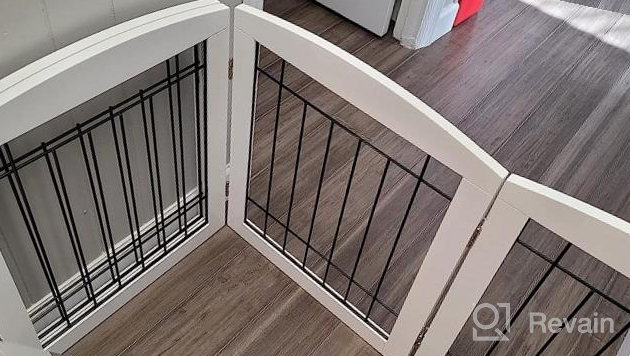 img 1 attached to PAWLAND Wire Free Standing Pet Gate For Dogs, Foldable Dog Safety Fence Indoor Doorway Stairs 80" Wide 24" Height 4 Panels White review by Aaron Jensen