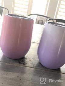 img 5 attached to Set Of 2 Pink 12 Oz Double Wall Vacuum Insulated Stainless Steel Wine Tumblers With Lids, Including Straws And Brush: Perfect For Wine, Champagne, Cocktails, And Travel Coffee Mugs