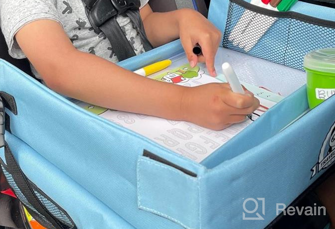 img 1 attached to Enhanced Kids Travel Tray For Fun And Learning On-The-Go With Dry Erase Top & Organizer Pockets - Perfect For Car, Stroller, And Plane! review by Jonathan Robertson