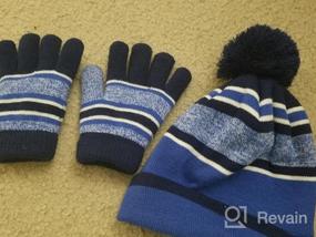 img 8 attached to OZERO Набор детских зимних вязаной шапки и перчаток на две части с уютной флисовой подкладкой – теплый бини для мальчиков и девочек в возрасте от 4 до 10 лет