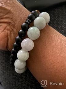img 6 attached to NW 1776 Natural Authentic Jade Beaded 💎 Elastic Bracelet for Good Fortune, Courage, Luck, and Wealth