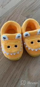 img 5 attached to Warm & Cozy Winter Slippers For Toddlers: JACKSHIBO Dinosaur House Shoes With Fur Lining.