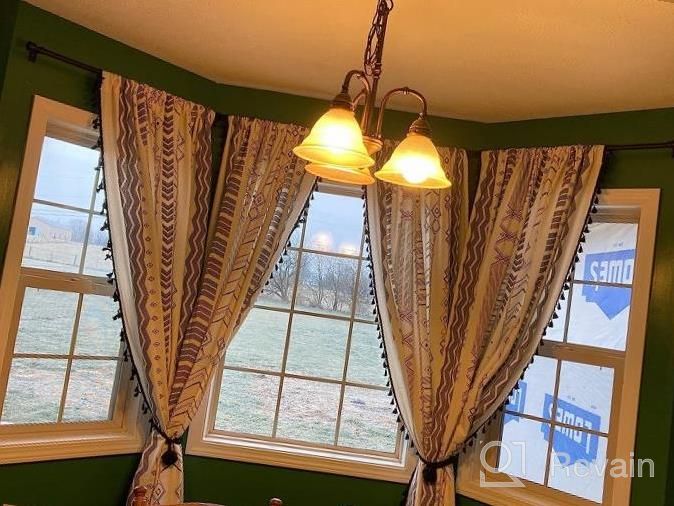 img 1 attached to Boho Tribal Cotton Linen Curtain With Geometric Print And Tassels: Semi-Blackout Farmhouse Bohemian Window Drapes With Rod Pocket For Living Room And Bedroom review by Craig Walters