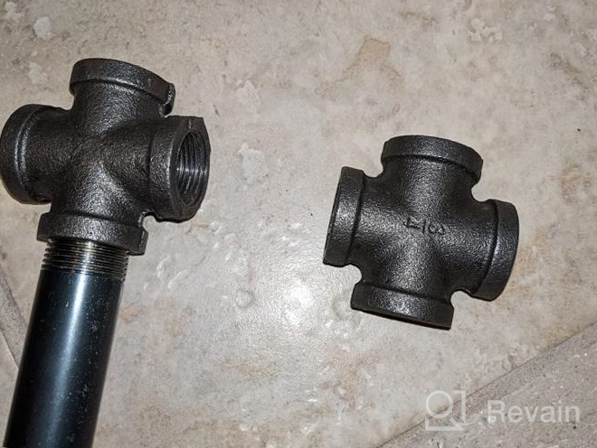 img 1 attached to Vintage Industrial Pipe Fittings For DIY Shelving And Furniture - GeilSpace Cross - Malleable Iron - 3/4 Inch, Black review by Antonio Urbina