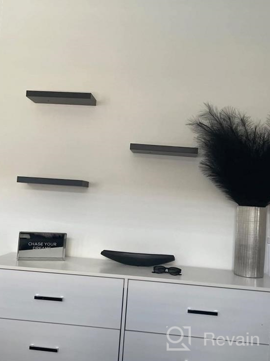 img 1 attached to Decorate Your Home With AHDECOR'S Stylish Black Floating Wall Shelves - Set Of 3 Wide Panel Ledge Shelves For Various Rooms! review by Sara Hunter