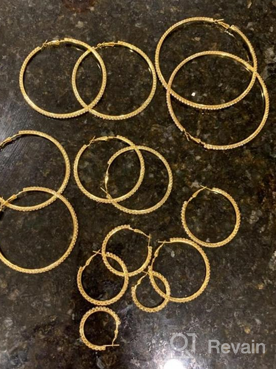 img 1 attached to 7 Pairs Set of Large Rhinestone Hoop Earrings in Gold and Silver – Big Sparkly Round Hoops Jewelry for Party, Wedding, and Gifting review by Mike Calderon