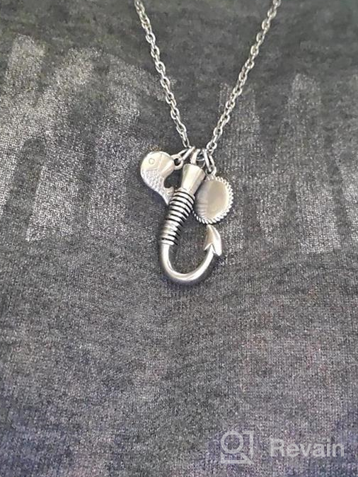 img 1 attached to 🐟 Dletay Fish Hook Cremation Necklace with Stainless Steel Memorial Pendant - Keepsake Jewelry for Ashes review by Joe Stax