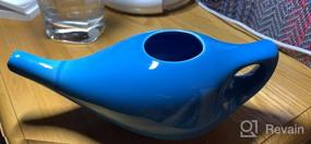 img 5 attached to HealthGoodsIn Ceramic Neti Pot, средство для очистки носа от пазух, можно мыть в посудомоечной машине, прочный продукт ручной работы премиум-класса, 225 мл. Емкость - Синий