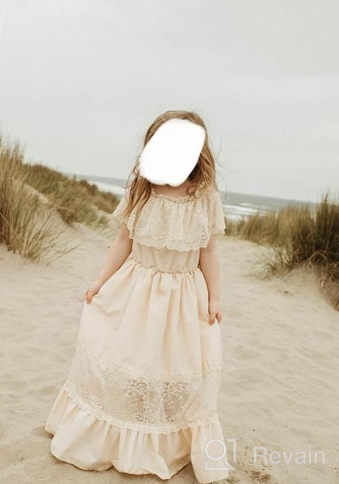 img 1 attached to Toddler Girl Boho Off Shoulder Lace Ruffle Wedding Princess Maxi Dress Gowns Holiday Dresses review by Leslie Smith