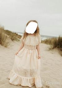 img 7 attached to Toddler Girl Boho Off Shoulder Lace Ruffle Wedding Princess Maxi Dress Gowns Holiday Dresses
