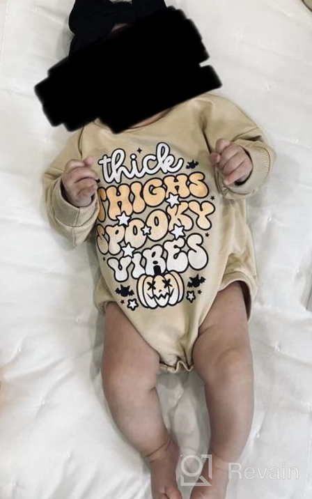 img 1 attached to 🎃 Pumpkin Sweatshirt Romper: Oversized Long Sleeve Onesie for Baby Halloween Outfit - Girl/Boy | Fall Baby Clothes review by Howie Broyles