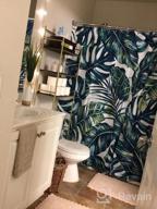 img 1 attached to Artistic Botanical Green Leaves Shower Curtain Set With Hooks - Tropical Palm Print On White Background - 72" X 72" Fabric Bathroom Curtain For Stunning Décor review by Brandon Pratt