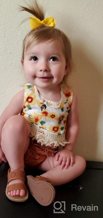 img 1 attached to Adorable Backless Sunflower Romper Set For Trendy Baby Girls! review by Theresa Brown