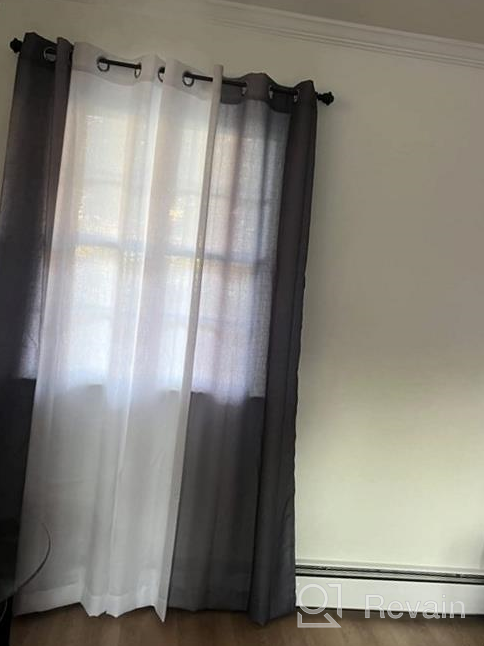 img 1 attached to Melodieux Set Of 2 Ombre Semi Sheer Curtains 84 Inches Long For Living Room, Linen Textured Grey White Vertical Gradient Grommet Voile Drapes, 52 By 84 Inch review by David Cash