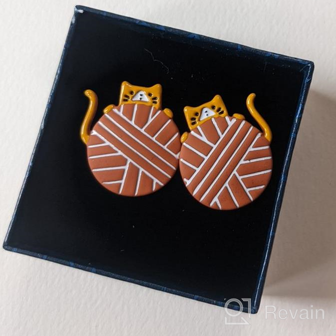 img 1 attached to 🐱 Cute Cat Earrings: Orange Kitten Stud Earring for Cat Lovers - Perfect Birthday or Christmas Gift for Teen Girls review by Pamela Jackson