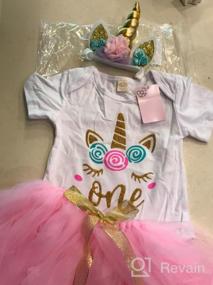 img 5 attached to Unicorn 1St Birthday Tutu Dress Outfit Short Sleeve Romper+Lace Skirt+Headband 3Pcs Baby Girls Clothes