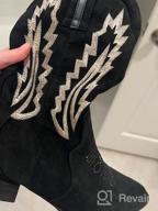 img 1 attached to Embroidered Suede Cowgirl Boots For Women - Pointed Toe Pull On Western Booties With Mid Calf Height By TEMOFON review by Gerardo Goodson
