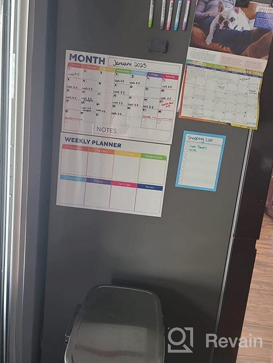 img 1 attached to Get Organized Every Day With Our 3-Piece Magnetic Whiteboard Calendar Set For Fridge - Monthly, Weekly, And Daily Planner With Grocery List, 5 Markers, And Eraser review by Damon Mertz