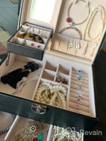 img 7 attached to Three-Layer Leather Jewelry Box Organizer With Lock, Mirror, And Cream White Display - Ideal For Jewelry Storage And Organizing