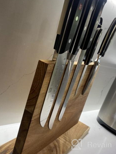 img 1 attached to Organize Your Kitchen With Uniharpa'S Double-Sided Magnetic Knife Block - Strong & Safe Holder Rack With Anti-Slip Feet review by Devin Perry