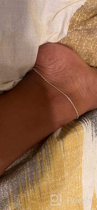 img 1 attached to Miabella Italian 2mm, 3mm Diamond-Cut Braided Rope Chain Anklet Ankle Bracelet - 18K Gold Over 🌟 Sterling Silver for Women, Teen Girls - Available in 9 or 10 Inch - 925 Made in Italy review by Bryan King