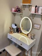 img 1 attached to CHARMAID Lighted Vanity Set With Touch-Screen Dimmable Mirror, 2 Drawers, Storage Organizer, And Cushioned Stool - Ideal For Bedroom Makeup And Dressing Table (Walnut) review by Donald Blanco