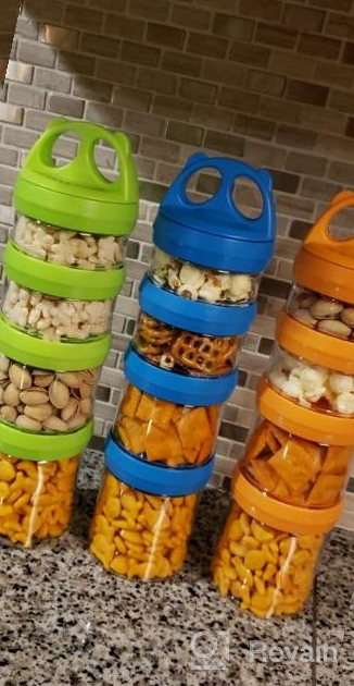 img 1 attached to SELEWARE Portable Stackable Food Storage Containers For Snacks Formula Powder And Drinks Twist Lock System Airtight Leak-Proof BPA And Phthalate Free Blue Green And Orange review by Mike Kies