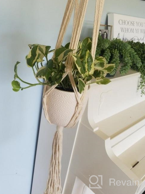 img 1 attached to Add Vibrant Greenery To Your Home With ZOUTOG'S Set Of 4 Handcrafted Macrame Plant Hangers review by Maurice Jimenez