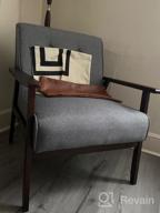 img 1 attached to Mid-Century Modern Accent Chair With Wooden Arms, Tufted Upholstered Back, And Deep Seat (24.4" X 18.3") By JIASTING review by Cary Clemons