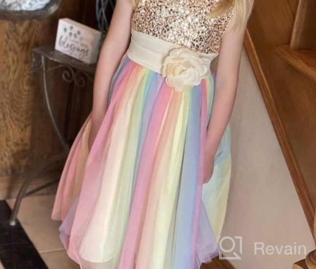 img 1 attached to JerrisApparel Rainbow Flower Birthday Pageant Dresses for Girls' Clothing review by Steve Yatnalkar