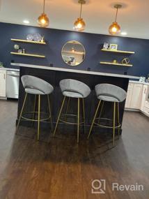 img 6 attached to Set Of 2 Velvet Padded Bar Stools With Gold Metal Legs, Mid Century Modern Low Back For Kitchen Island Home Pub, Silver-Open Back - Kmax Lovely 30
